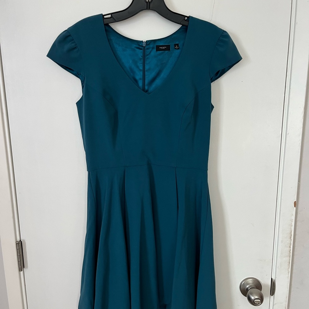 Society Teal Cap Sleeve Mini Dress